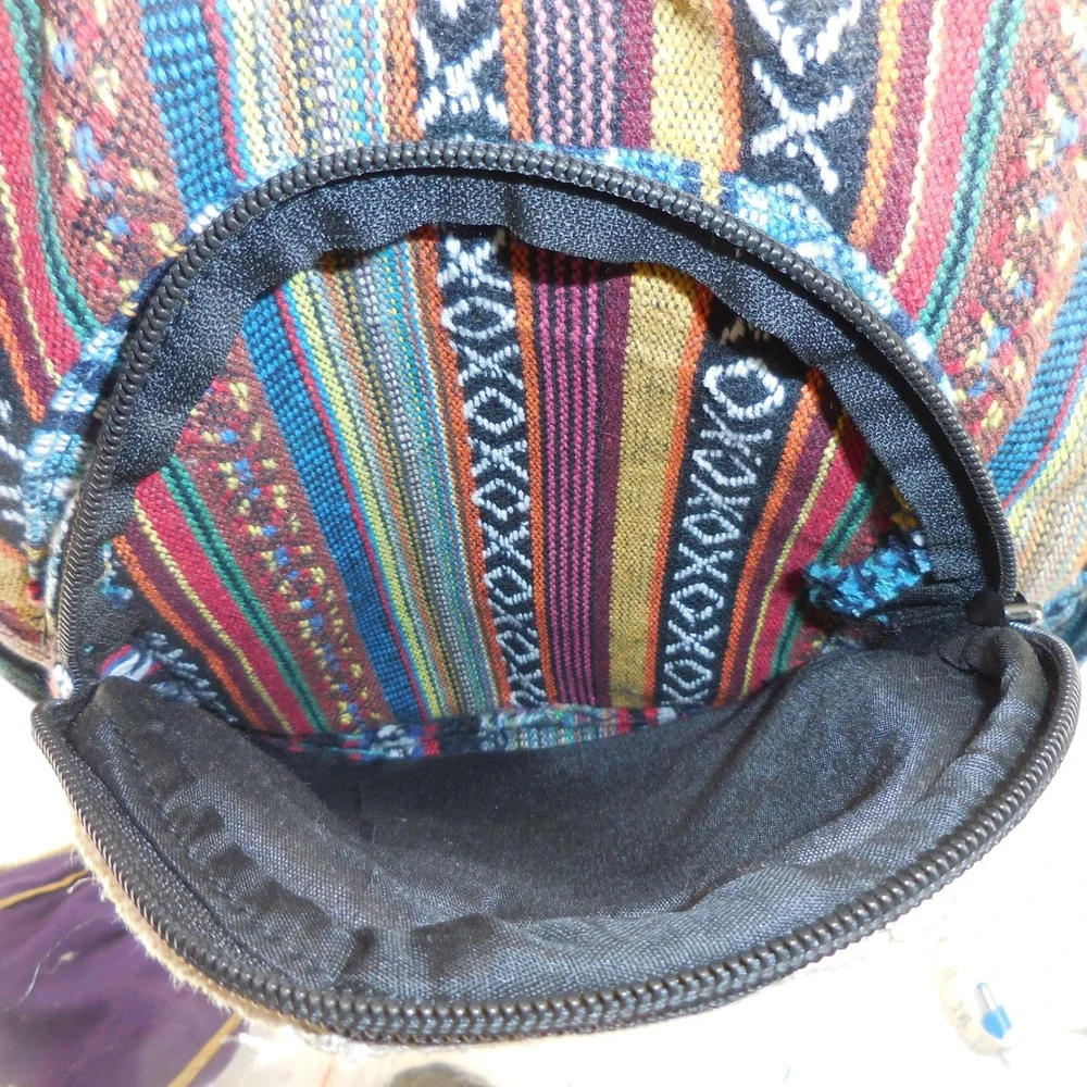 Himalayan Hemp Mushroom Mini Backpack Rising International Boho Woven Bag Nepal